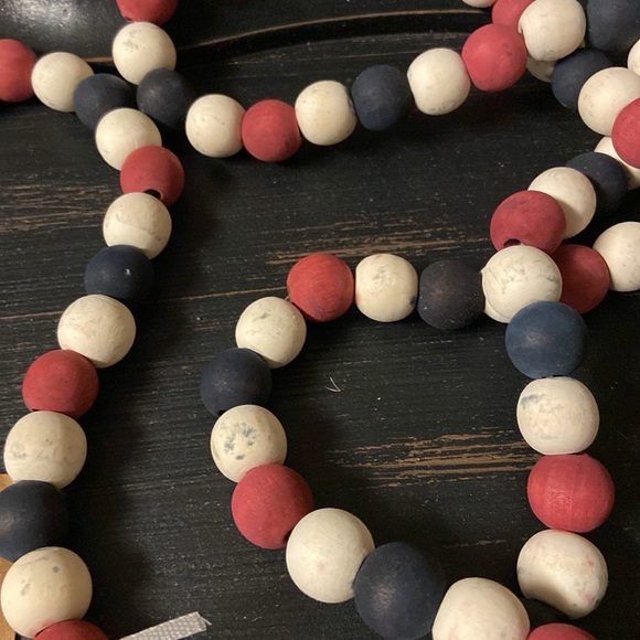 NWT Snowmen Distressed Wood Bead Garland with Tassels - 72” - Picture 5 of 8